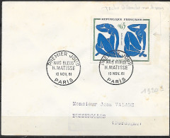 Variétè Sur Lettre N°1320b Tache Blanche Et Trait Sur Le Sein - Storia Postale