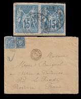 1879 (22 Juillet) CORRESPONDANCE D'ARMEES JAPON YOKOHAMA DOUBLE TARIF MILITAIRE FRANÇAIS - Legerstempels (voor 1900)