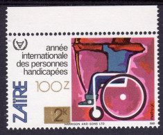 Zaire 1990, Year Of Diasabled, Archery, Overp. Gold, 1val - Ungebraucht