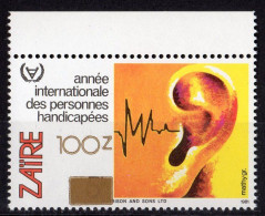 Zaire 1990, Year Of Diasabled, Overp. Gold, 1val - Neufs