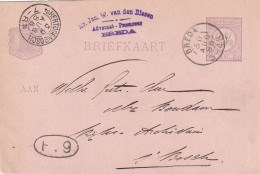 Briefkaart Firma Stempel 30 Aug 1886 Breda (kleinrond) Naar 's Hertogenbosch - Poststempel