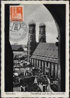 Allemagne Bizone 1951 Y&T 45 Sur Carte Maximum. Frauenkirche De Munich - Eglises Et Cathédrales