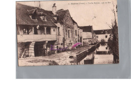 CPA - CHABLIS 89 - Les Vieilles Maisons Quai Du Biez Très Animé Homme Vélo 1933 - Chablis