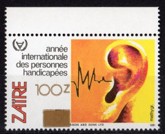 Zaire 1990, Year Of Diasabled, Overp. Gold, 1val - Handicap