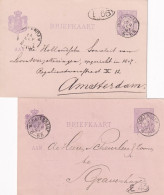 2 Briefkaarten 1891 Doetinchem (kleinrond) Naar 's Gravenhage / Amsterdam - Postal History