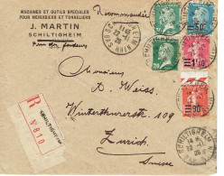 Tarifs Postaux Etranger Du 01-08-1926 (58) Pasteur 50 C.sur 75 C.Pasteur 30 C. + 20 C. + . Lettre Recommanrdée 1er 22-11 - 1922-26 Pasteur