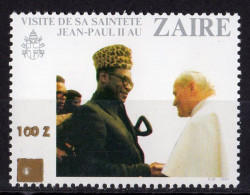 Zaire 1990, Pope J. Paul II, Mobutu, Overpr. 1val - Papas