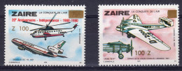 Zaire 1990, Plane, Helicopter, Overp. GOLD, 2val - Avions
