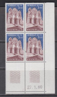 France N° 2084 XX  Cathédrale Du Puy En Bloc De 4 Coin Daté Du 22 . 1 . 80 ;  Sans Trait; Sans Charnière, TB - 1970-1979