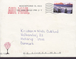 United States (Red) AIR MAIL Line Cds. ROCKFORD Illinois 2010 Cover Brief Lettre Vedbendvej HELLERUP Denmark (2 Scans) - Brieven En Documenten