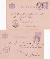 2 Briefkaart En 1884 En 1886 Harderwijk (kleinrond) Naar Arnhem - Poststempels/ Marcofilie