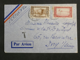 DL0  ALGERIE BELLE LETTRE  1936  ALGER A YVRY  FRANCE +AFF.  INTERESSANT+ + - Storia Postale