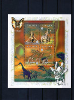 Zaire 1997, Giraffes, Scout, Butterfly, 4val In BF - Unused Stamps