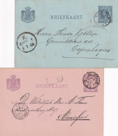 2 Briefkaarten 1884 En 1894 Hilversum (kleinrond) Naar Amersfoort En Copenhagen - Storia Postale