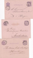 3 Briefkaarten 1883 1886 En 1889 Nijmegen (kleinrond) Naar Amsterdam 's Gravenhage En Vlaardingen - Postal History