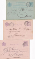 3 Briefkaarten 1885 1887 En 1890 Rozendaal (kleinrond) Naar Dordrecht 's Gravenhage En Antwerpen - Marcophilie