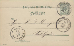 Württemberg P 37 Ziffer 5 Pf. DV 28 7 98 Von ALTSHAUSEN 11.3.99 Nach SAULGAU  - Postal  Stationery