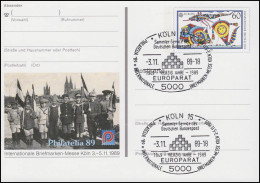 PSo 19 PHILATELIA Köln 1989, ESSt 40 Jahre Europarat 3.11.89 - Postkarten - Ungebraucht
