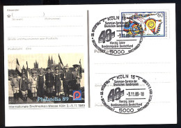 PSo 19 PHILATELIA Köln 1989, ESSt 40 Jahe BRD 3.11.89 - Postkarten - Ungebraucht