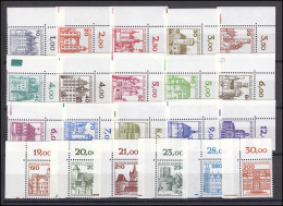 913 Ff Burgen Und Schlösser 21 Werte, Satz Ecken O.l. Mit Farbmarkierungen, ** - Unused Stamps