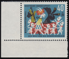 411 Wohlfahrt Grimm 40+20 Pf Sieben Geißlein ** Ecke U.l. Zähnung 8-0 - Unused Stamps