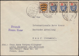 3+7 Freimarken Wappen 5+15 Pf MiF Auslandsbrief SALMROHR über WITTLICH 25.2.1947 - Emissions Générales