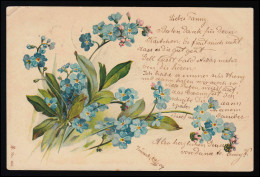 Blumen AK SVS No. 466, Vergissmeinnicht Blüten Strauß, ZÜRICH / PESEUX 30.4.1904 - Autres & Non Classés