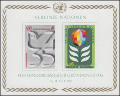 UNO Wien Block 1 Jubiläum 35 Jahre Vereinte Nationen (UNO) 1980, ** - Autres & Non Classés
