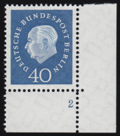 185 Heuss 40 Pf Ecke Ur Mit FN2 ** Postfrisch - Unused Stamps