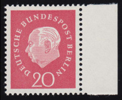 184w Heuss 20 Pf Seitenrand Re. ** Postfrisch - Unused Stamps