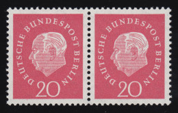 184v Heuss 20 Pf - Plattendruck/geriffelte Gummierung Waag. Paar ** - Unused Stamps