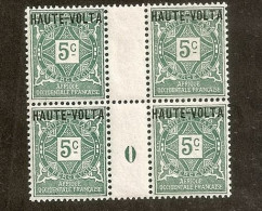 HAUTE VOLTA: : TAXE 1-2-3 Blocs De 4, Millésimes 0 Neufs Charnière Sur 2 Timbres Supérieurs, TRES FRAIS - Unused Stamps