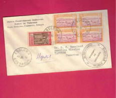 Lettre De 1942 Pour Le Cameroun - YT N° 109 En Bloc De 4 Et 141 - Rarissime Cachet De Contrôle De La Commission C - Covers & Documents