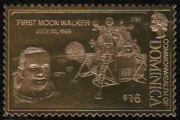 1969 Dominica First Moon Walker Spazio Space Espace Gold Printing Set MNH** Pa21 - Amérique Du Sud