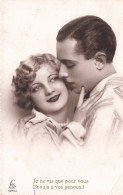 Couple - Je Ne Vis Que Pour Vous - Homme Embrassant La Joue De La Femme - Embrassades - Carte Postale Ancienne - Parejas
