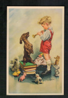 Illustration - Chien - Enfant - Trompette - Chiens