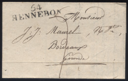 Morbihan - LaC Cursive 54 Hennebon (49x13) Pour Bordeaux- 1828 - 1801-1848: Precursors XIX