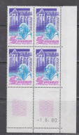 France N° 2112 XX  Abbaye De Solesmes, En Bloc De 4 Coin Daté Du 1 . 8 . 80 ; 1  Trait ; Sans Charnière, TB - 1970-1979