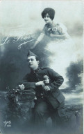 FANTAISIE - Homme - Soldat Et Sa Femme - Le Rêve - Carte Postale Ancienne - Hombres