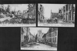 1914-1918 Lot De 3 Cartes Postales - Ypres En Ruine - Rue Au Beurre Avec Voiture - Entrée D Ela Ville - Guerre 1914-18