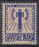 TIMBRE FRANCE SERVICE FRANCISQUE 30c OUTREMER N° 2 NEUF SANS GOMME - Mint/Hinged