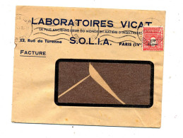 Lettre Flamme Muette Paris 103 Entete Facture Laboratoire Vicat - Oblitérations Mécaniques (flammes)