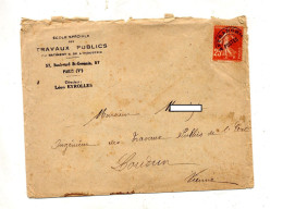 Lettre Affranchie Pre-oblitere Semeuse Entete Ecole Travaux Publics - Autres & Non Classés