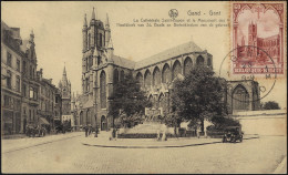 Belgique 1928 Y&T 270 Sur Carte Maximum. Cathédrale Saint-Bavon à Gand - Kirchen U. Kathedralen