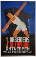 „3.ARBEIDERS OLYMPIADE ANTWERPEN1937“Workers’ Olympiad Poster (affiche Anvers Belgique Jeux Olympiques Olympic Games1936 - Affiches