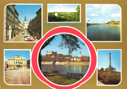 BRATISLAVA, MULTIPLE VIEWS, ARCHITECTURE, BRIDGE, MONUMENT, CARS, CASTLE, THEATRE, SLOVAKIA, POSTCARD - Slovaquie