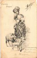 CPA AK Lady With Lambs - Easter ARTIST SIGNED (1387107) - 1900-1949