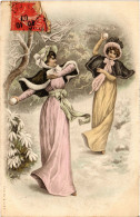 CPA AK Ladies Playing With Snowballs ARTIST SIGNED (1387096) - 1900-1949