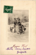 CPA AK Family At Winter ARTIST SIGNED (1387032) - 1900-1949