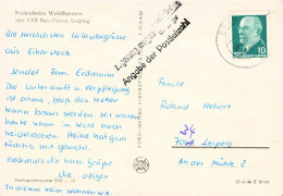 DDR AK Ferienheim Waldhausen VEB Bau Union Leipzig - Verzögerung Wegen Unvollständiger PLZ - Storia Postale